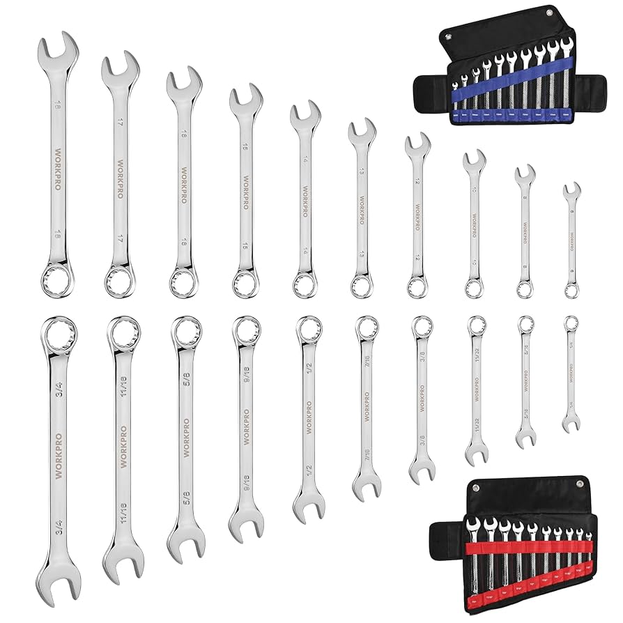 WORKPRO 20-piece Combination Wrench Set, Metric 6-18mm & SAE